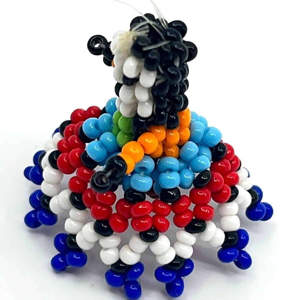 Vintage Multicolor Beaded Figural Girl Charm Pendant Jewelry Classic‎ Retro
